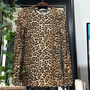 BCBGMaxAzria Leopard Print Long Sleeve Top